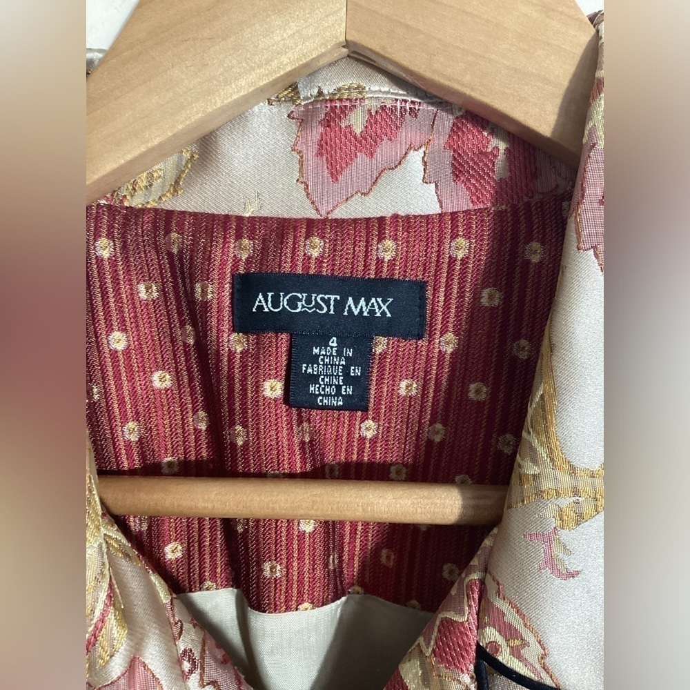 August Max Silk Floral Jacquard Jacket Size 4 Autumnal Sophisticated Chic Fall - Picture 13 of 15